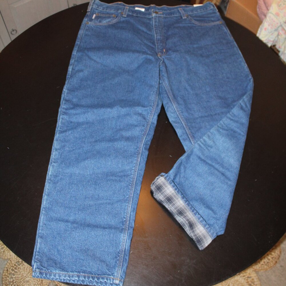 New 42X30 Men's Straight Leg Relaxed Fit Flannel Line Jeans